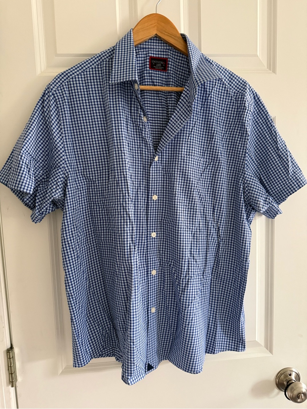 UNTUCKit Blue & White Gingham Short-Sleeve Button-Down
